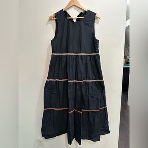 Madewell Black Tiered Rickrack Dress